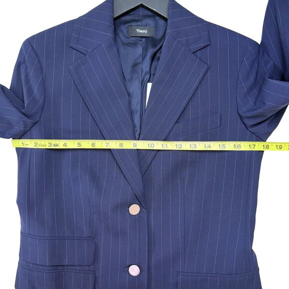 THEORY Tailor Blazer Pinstripe 2-Button Wool Blazer Jacket - Picture 14 of 16